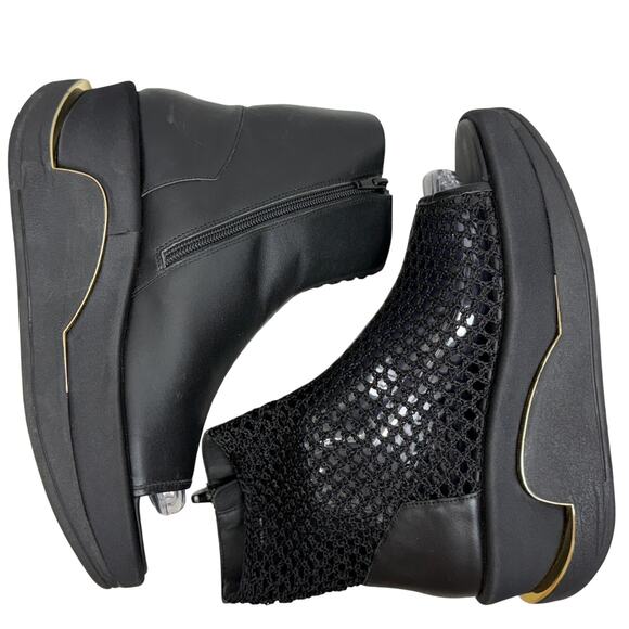 4ccccees Open Toe Mess Short Chunky Platform Wedge Boot black size EU 9 US 8.5 - Picture 5 of 8